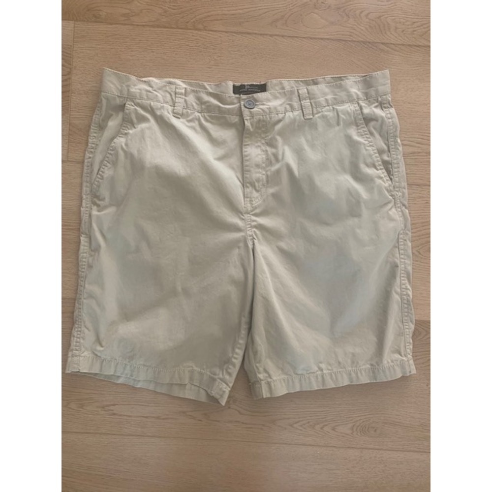 Marc Anthony Mens Slim Fit Chino Shorts Khaki Tan Cotton Size 36 Flat Front